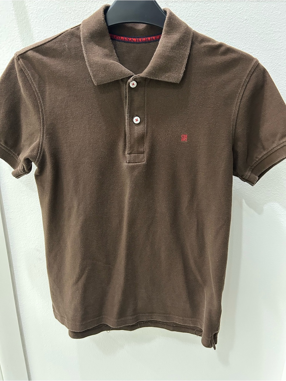 Carolina Herrera Brown Polo with Red Accent